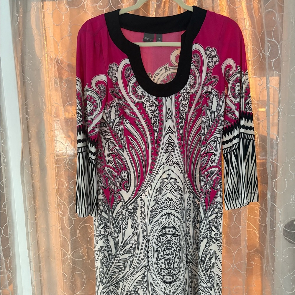Muse Pink and Black Paisley Tunic